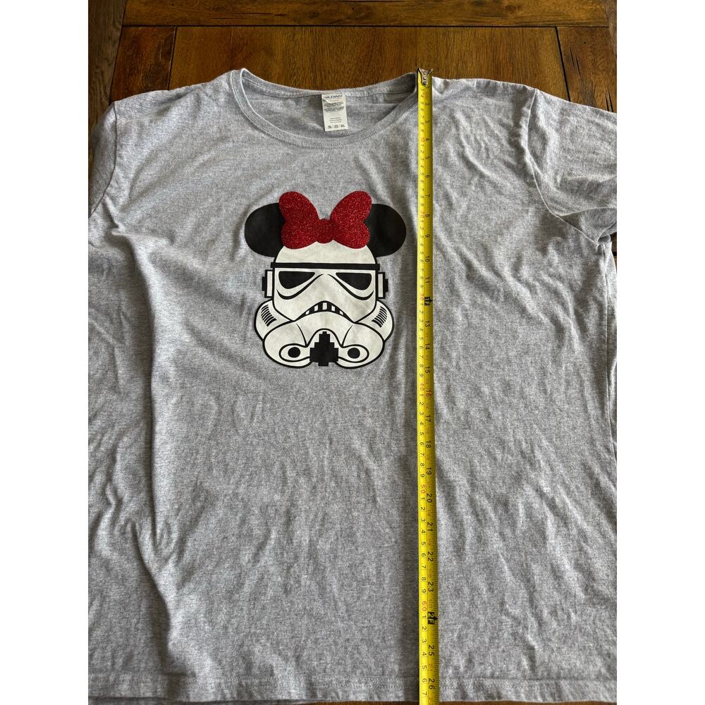 Disney Star Wars Stormtrooper Minnie Bow Graphic T Shirt Gray Gildan 3XL - Picture 10 of 10